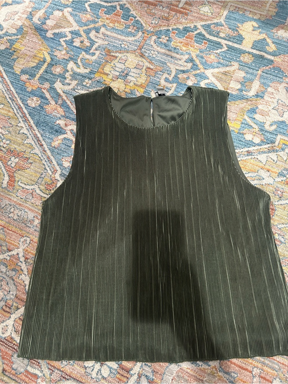 J. Crew Olive Green Pleated Sleeveless Tank